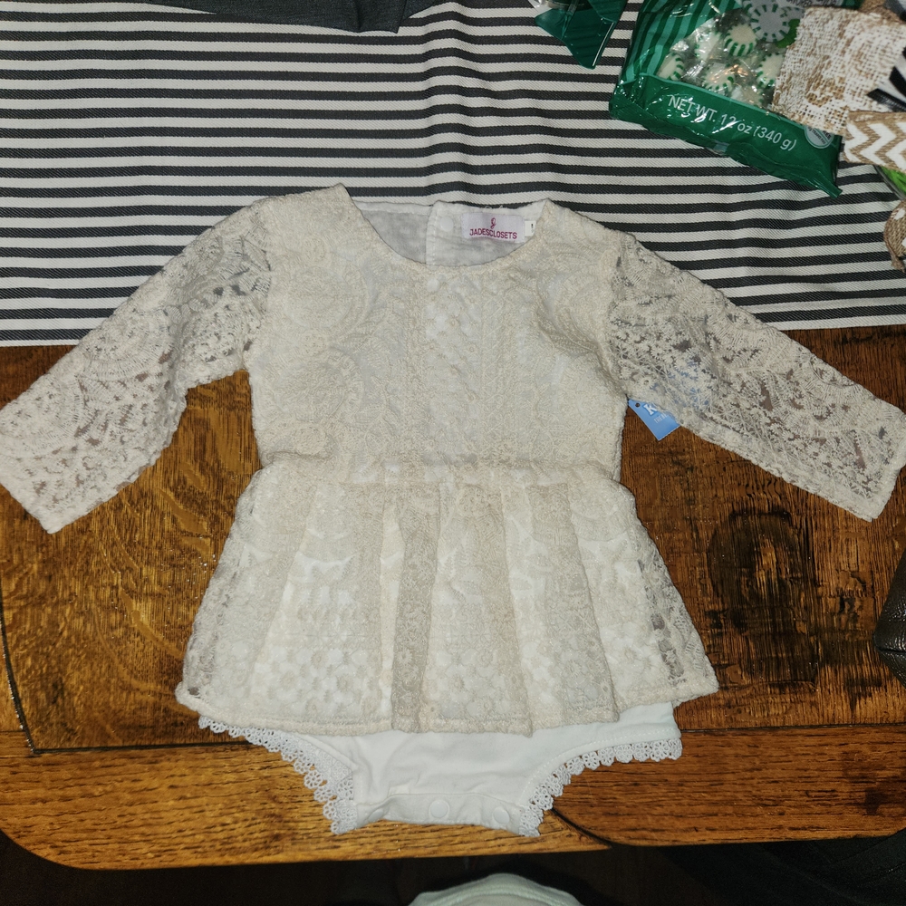 Lace Baby Romper in Cream